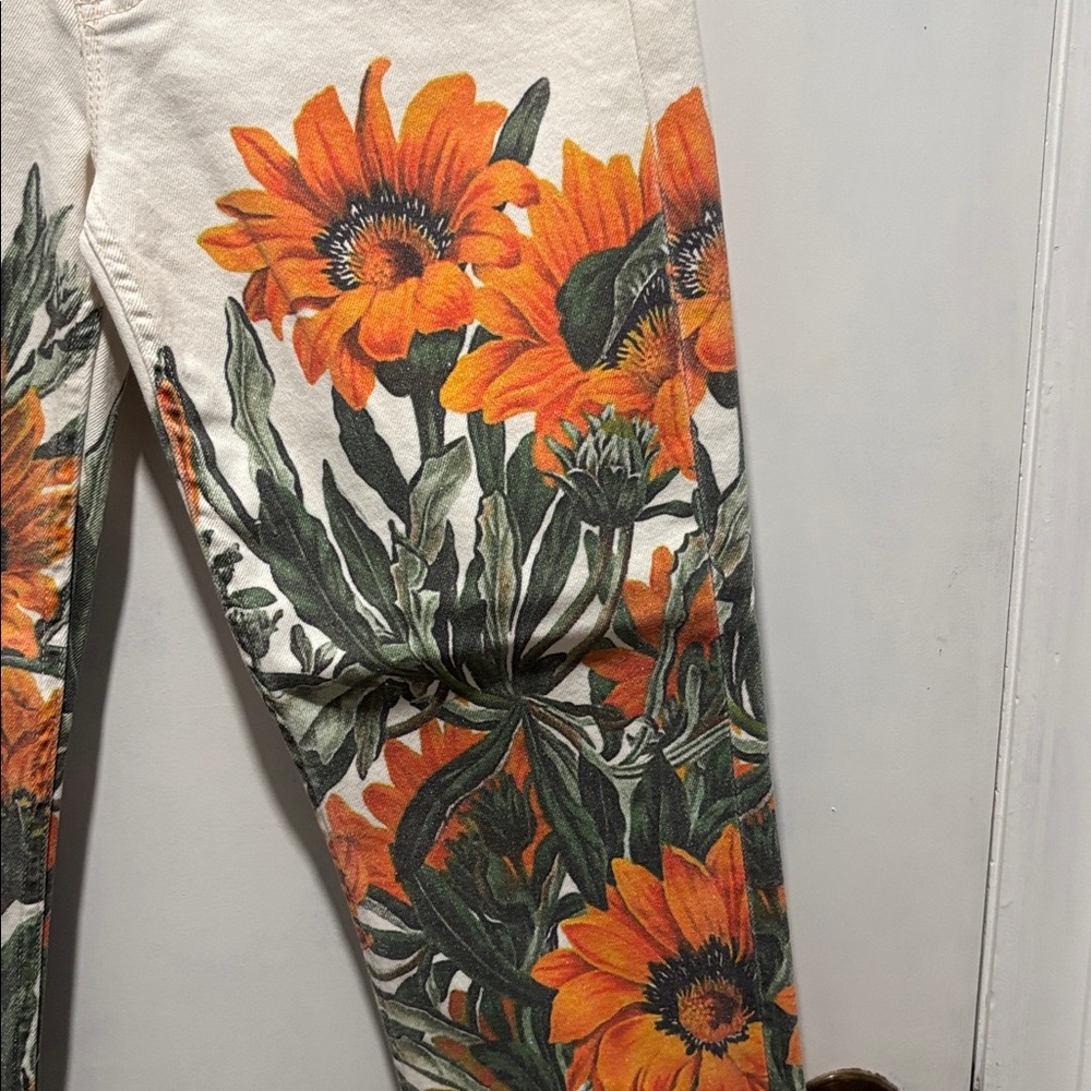 New MOTHER high waisted rider ankle sunflower jeans - Picture 5 of 10